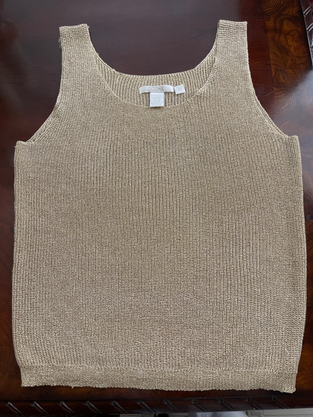 Women’s Knit Tank Sweater in gold lame xl
